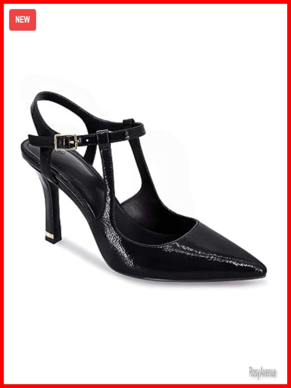 Faux Leather Pointed Toe Ankle Strap Stiletto Pumps Dress Shoes